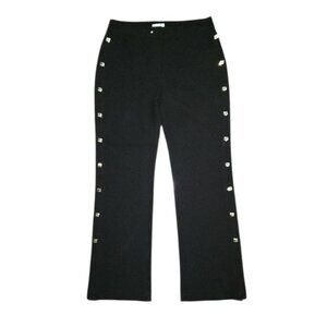 Chicos Pants Size 00 Womens Size XS/2 Solid Black Gold Snap Button Studded Pants